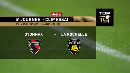 TOP 14 - Essai de Joel SCLAVI (SR) - Oyonnax Rugby - Stade Rochelais - Saison 2023-2024