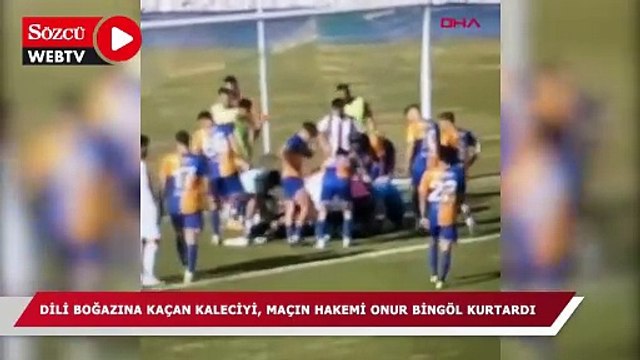 Dili boğazına kaçan kaleciyi, maçın hakemi Onur Bingöl kurtardı