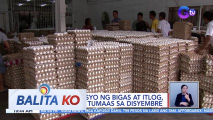 SINAG: Presyo ng bigas at itlog, posibleng tumaas sa Disyembre | BK