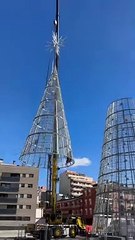 Badalona ya tiene montado el árbol de Navidad 'más alto' de España