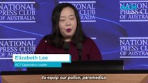 Elizabeth Lee addresses the press club