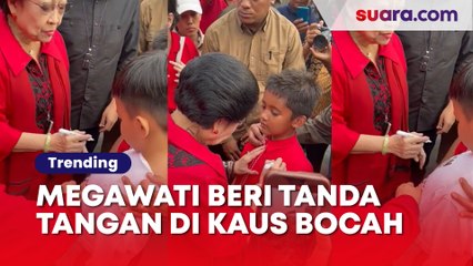 Momen Megawati Beri Tanda Tangan di Kaus Bocah Laki-Laki, Netizen Adiknya Seperti Trauma
