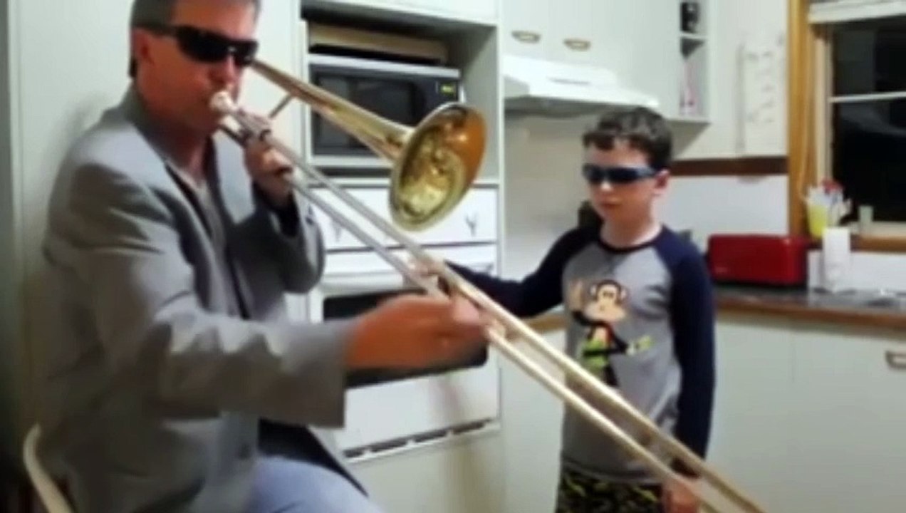 When mama isn't home Oven kid Father and son playing music in