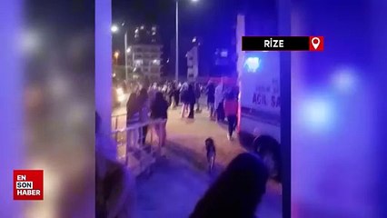 Rize'de KYK yurdunda zemine çakılan boş asansör panik yarattı