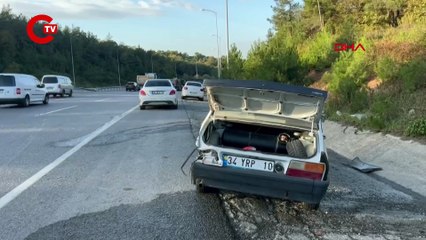 Şile Otoyolu'nda TIR otomobile çarptı 2 yaralı