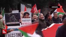 Ankara'da dışişleri Bakanlığı önünde ABD’li Bakan Blinken’e Filistin protestosu