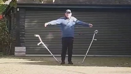 Sir David Jason emerges on crutches as Only Fools and Horses star seen for first time after hip surgery