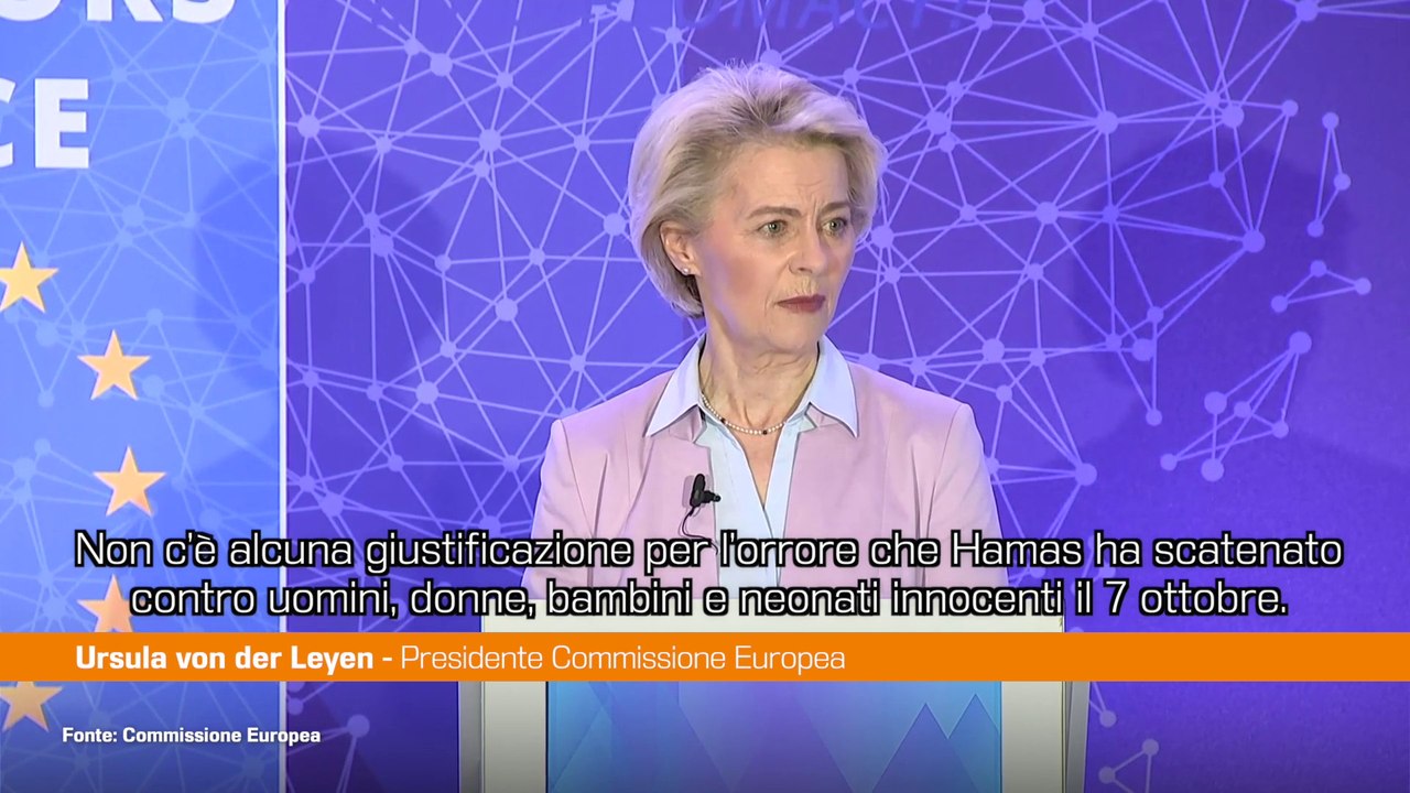 Von der Leyen "Sostenere Israele e proteggere civili a Gaza"