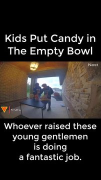 Kids Put Candy in The Empty Bowl Caught on Nest Camera | Doorbell Camera Video