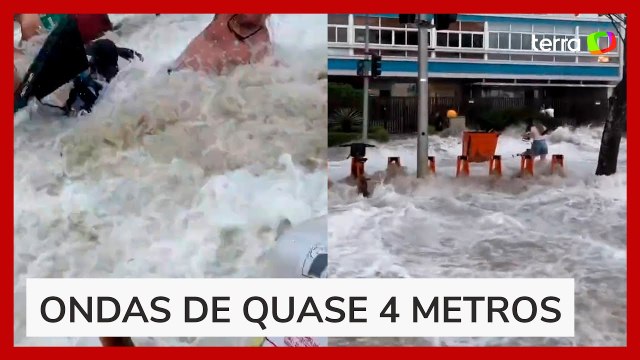 Ressaca atinge praias, assusta banhistas e invade ruas no RJ