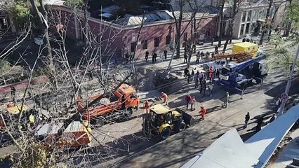 Emergency services on the scene of Russian strike on Odesa that injured eight