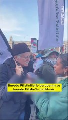 Yaşlı Yahudi, Filistin'e destek eyleminde konuştu