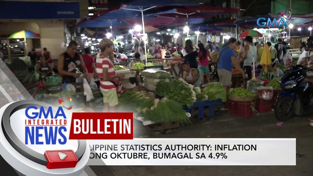Philippine Statistics Authority: Inflation nitong Oktubre, bumagal sa 4.9% | GMA Integrated News Bulletin