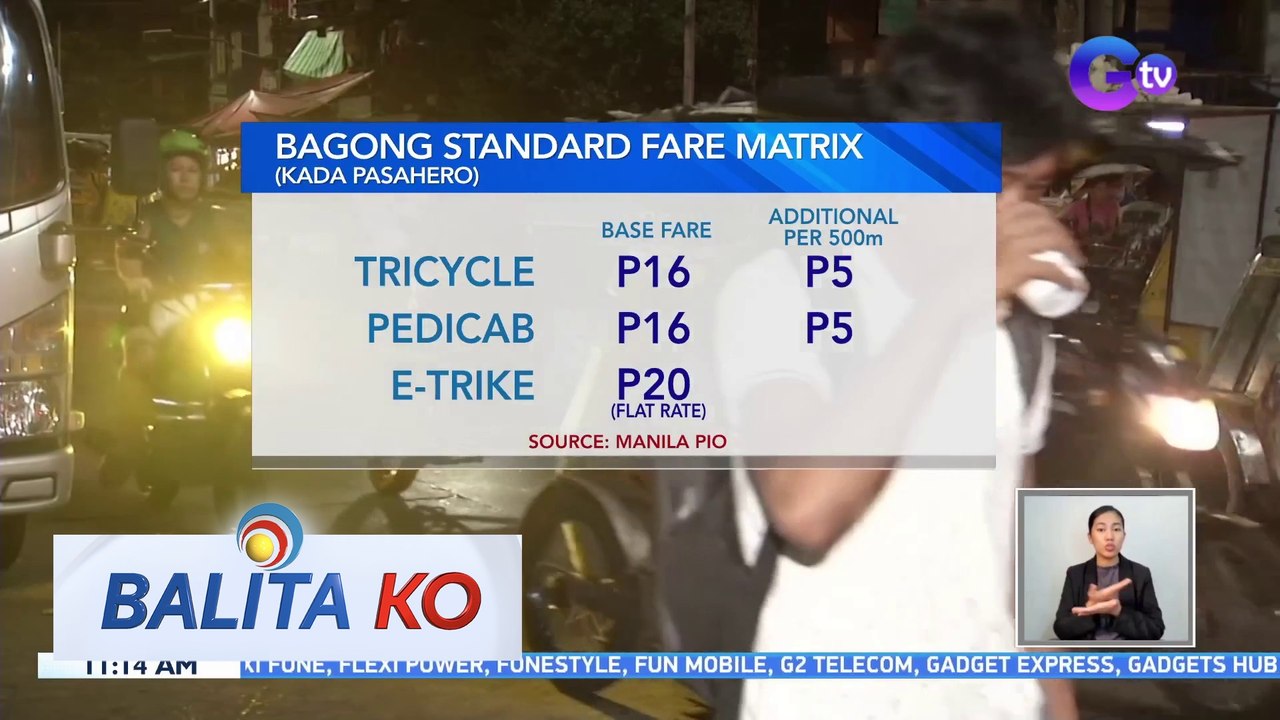 Bagong fare matrix para sa mga pedicab, tricyle, at e-trike, inilabas ...