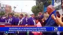 Breña: regidora resulta herida por impacto de proyectil durante procesión del Señor de los Milagros
