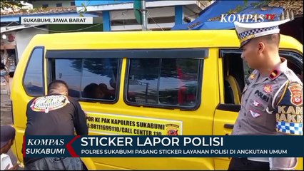 Polres Sukabumi Pasang Sticker Layanan Polisi Di Angkutan Umum