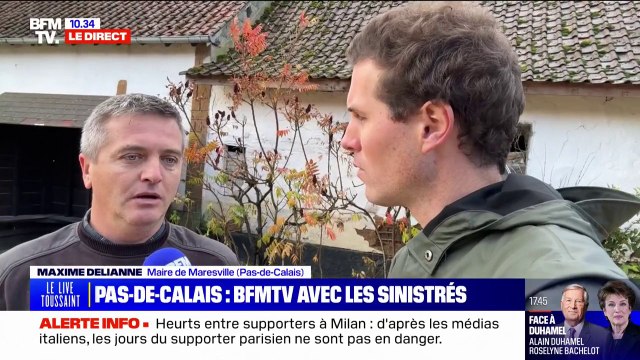 Maxime Delianne, maire de Maresville (Pas-de-Calais): C'est arrivé très soudainement, en moins d'une demi-heure, on a pris 1m50 d'eau dans les rues