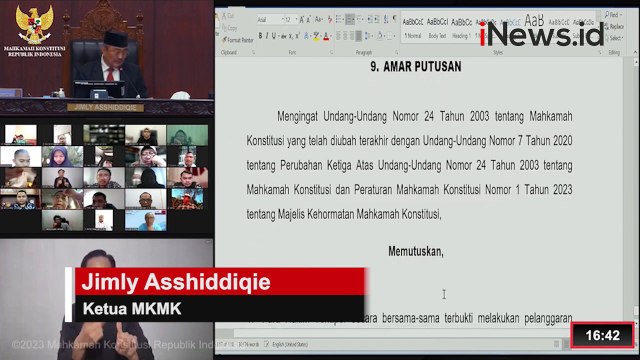 Langgar Kode Etik, MKMK Jatuhkan Sanksi Teguran kepada Anwar Usman Cs