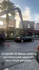 Görüntü Türkiye'den! Mekan sahibi, iş yerinin önüne park yapan aracı kullanılamaz hale getirdi