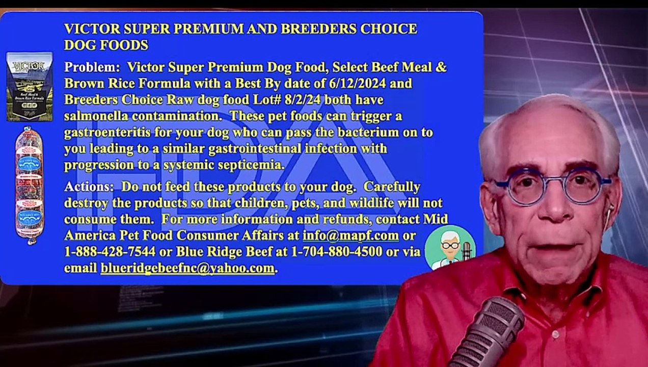 Victor Super Premium and Breeders Choice Dog Foods Have Salmonella Contamination