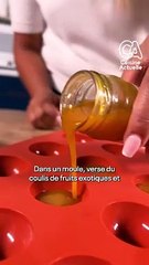 CUISINE ACTUELLE - Entremet individuel fruits exotiques, coeur coulant