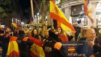 Protesta espanyolista a la Via Laietana de Barcelona