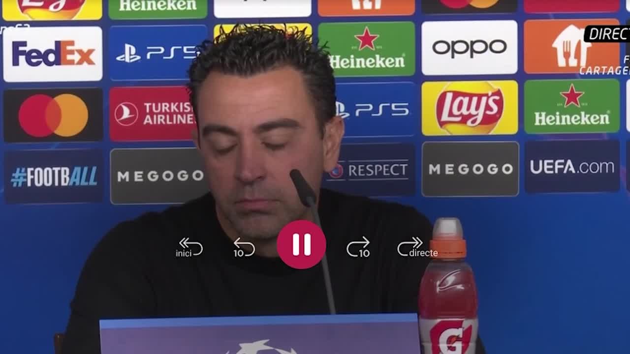 Xavi en rueda de prensa tras el Shakthar 1 vs. Barcelona 0 de Champions