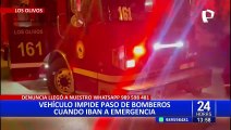 ¡Indignante! vehículo impide paso de bomberos que acudían a emergencia en Los Olivos