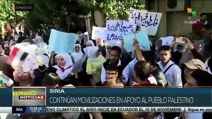 Siria: Jóvenes se manifiestan contra genocidio hacia el pueblo palestino