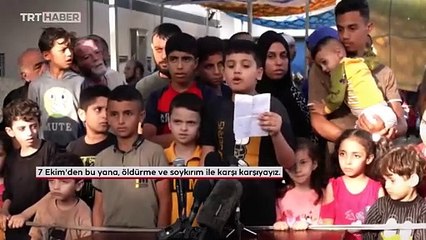 Gazze'de hastaneye sığınan çocuklar dünyaya seslendi