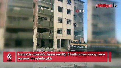 5 katlı bina titreşimle yıkıldı: O anlar kamerada