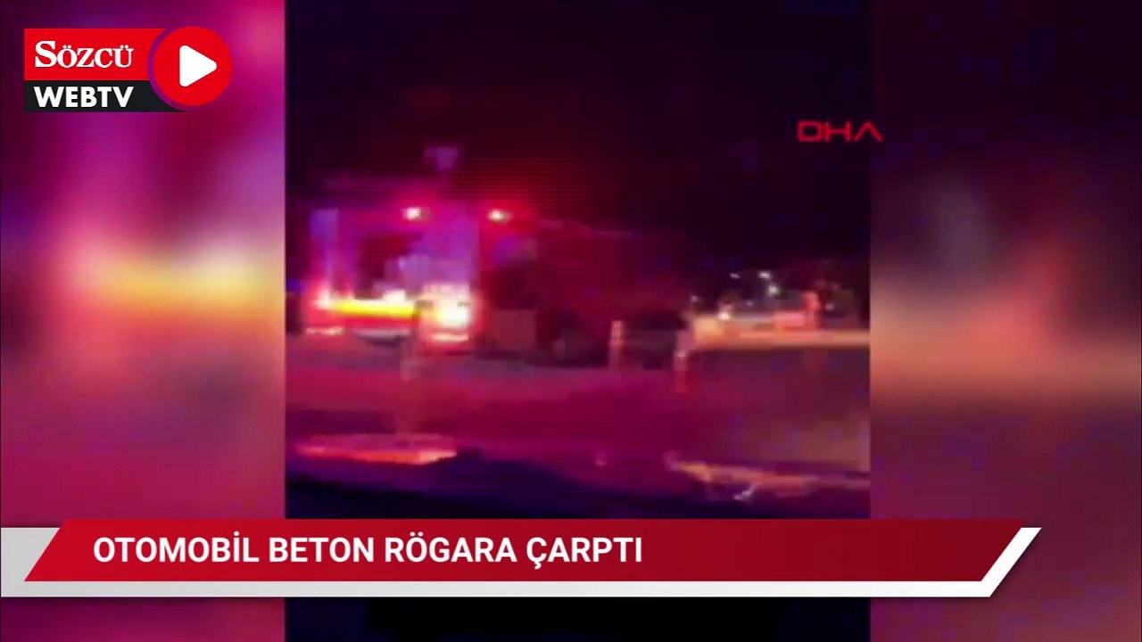 Otomobil beton rögara çarptı, sürücü ve eşi yaralandı