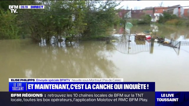 Inondation dans le Pas-de-Calais: le fleuve la Canche est sorti de son lit à Neuville-sous-Montreuil