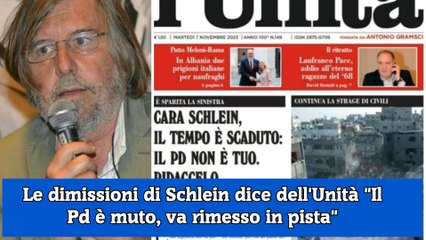 Le dimissioni di Schlein dice dell'Unità Il Pd è muto, va rimesso in pista