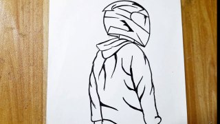 How to draw a boy wearing a helmet