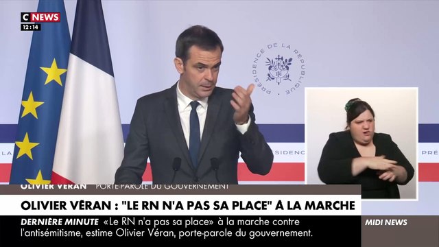 Antisémitisme - Olivier Véran estime que le Rassemblement national n'a pas sa place à la marche prévue dimanche - La Première ministre Elisabeth Borne participera à la marche