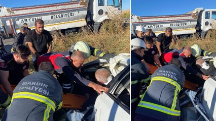 Mardin'de otomobil, şarampole yuvarlandı: 5 yaralı