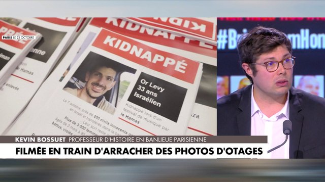 Kevin Bossuet : «C’est une honte, c’est-à-dire qu’elle a arraché des photos parfois avec des enfants, des bébés qui ont été capturés par le Hamas»