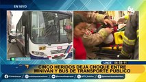 Lince: Cinco heridos deja choque entre miniván y bus de transporte público