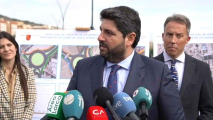 Fernando López Miras condena los altercados de Ferraz, este miércoles, en el estreno del tramo 1 de la Ronda Central de Lorca.