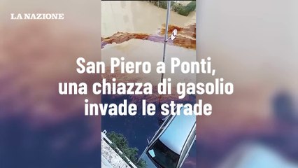 San Piero a Ponti, una chiazza di gasolio invade le strade
