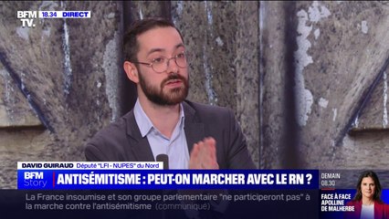 Marche contre l'antisémitisme: "C'est une manifestation qui vise à normaliser le soutien inconditionnel au nettoyage ethnique qui se passe à Gaza" selon David Guiraud, député LFI
