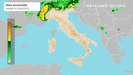 La neve prevista sulle Alpi