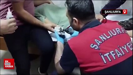 Şanlıurfa’da parmağına plastik parçası sıkışan çocuğu itfaiye kurtardı