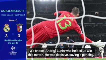 Stand in goalkeeper Lunin 'decisive' for Real Madrid says Ancelotti