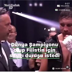 Dünya Şampiyonu olup Filistin için saygı duruşu istedi