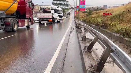 TIR refüje çıktı: Yol trafiğe kapandı