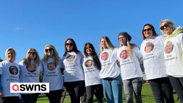 Five mums whose children died from brain tumours skydived together