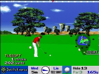 デビルズコース(SFC版) 13番ホール 左奥のピンを直接狙ってバーディ(トレーニング)