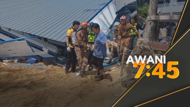 Enam pekerja tapak binaan terselamat, seorang lagi tertimbus